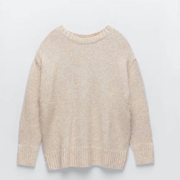 ZARA Wool Oversized Grandpa Boyfriend Sweater | marled Blue Knit Large - Picture 14 of 16